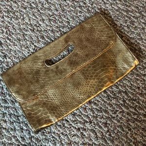 Gold Snake Skin Clutch